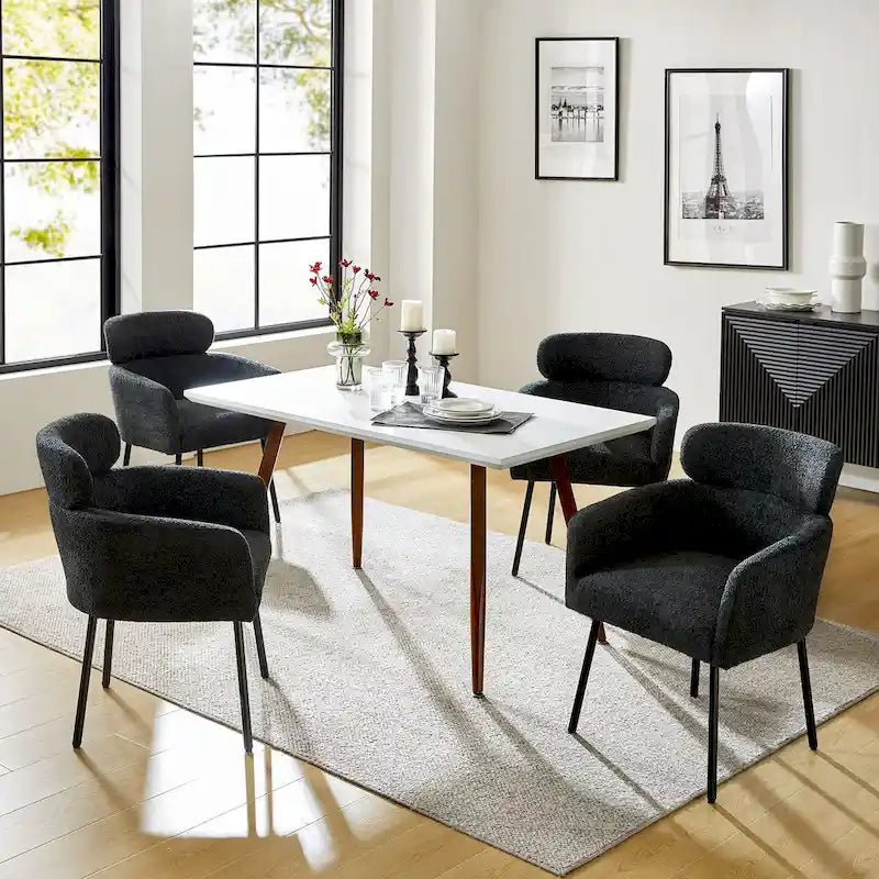 Sedia da pranzo Amos Modern Bouclé con piedini regolabili