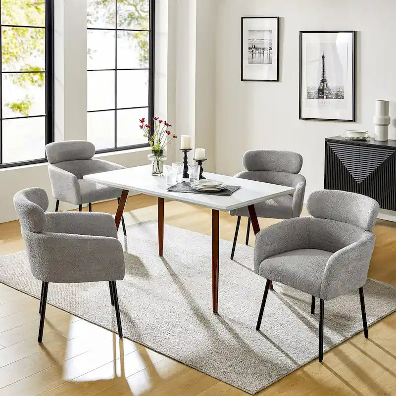Sedia da pranzo Amos Modern Bouclé con piedini regolabili