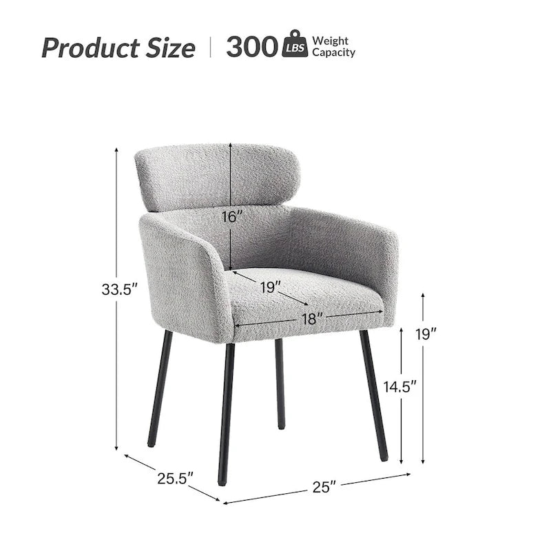Sedia da pranzo Amos Modern Bouclé con piedini regolabili