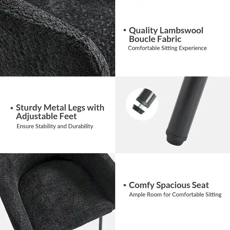 Sedia da pranzo Amos Modern Bouclé con piedini regolabili