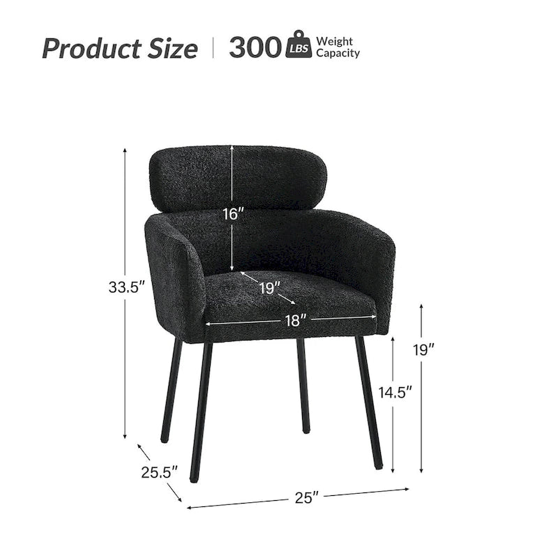 Sedia da pranzo Amos Modern Bouclé con piedini regolabili