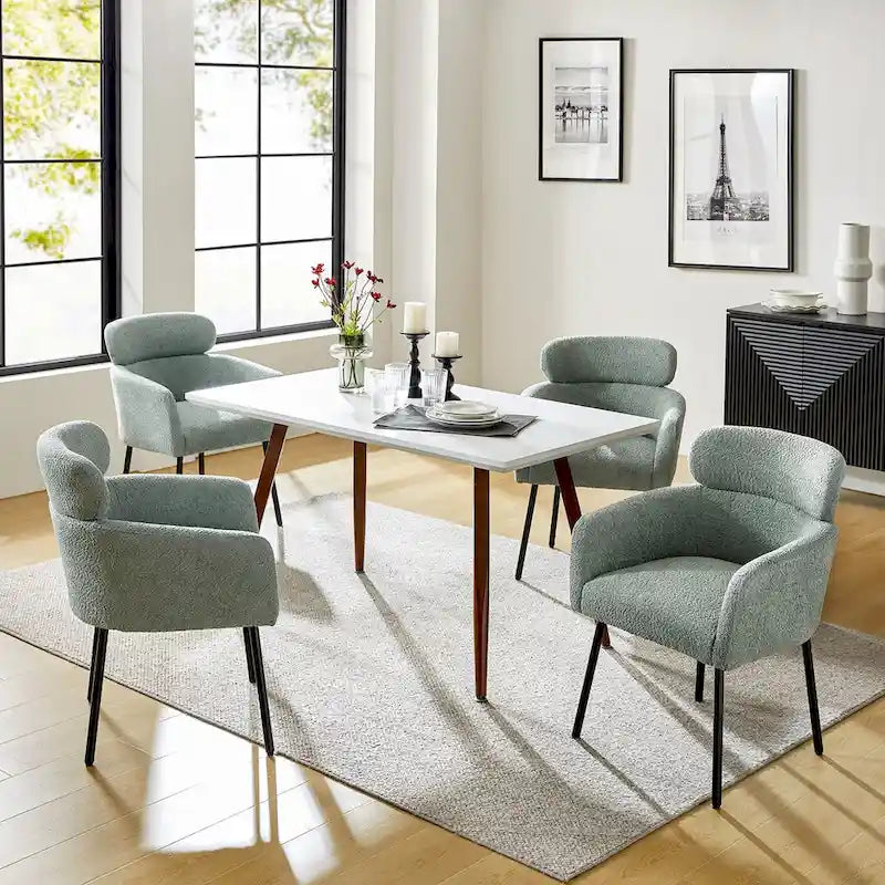 Sedia da pranzo Amos Modern Bouclé con piedini regolabili