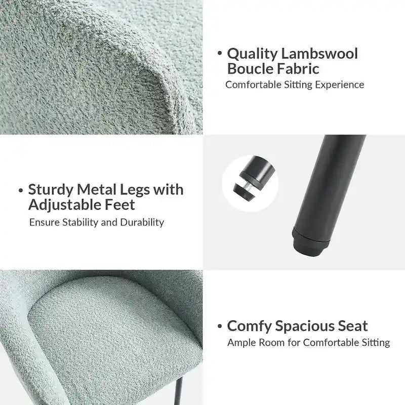 Sedia da pranzo Amos Modern Bouclé con piedini regolabili
