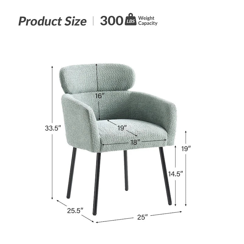 Sedia da pranzo Amos Modern Bouclé con piedini regolabili