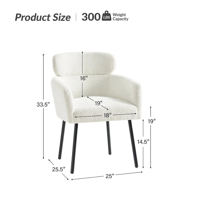 Sedia da pranzo Amos Modern Bouclé con piedini regolabili