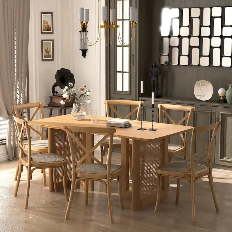 Tavolo da pranzo doppio piedistallo in legno di quercia Cinna