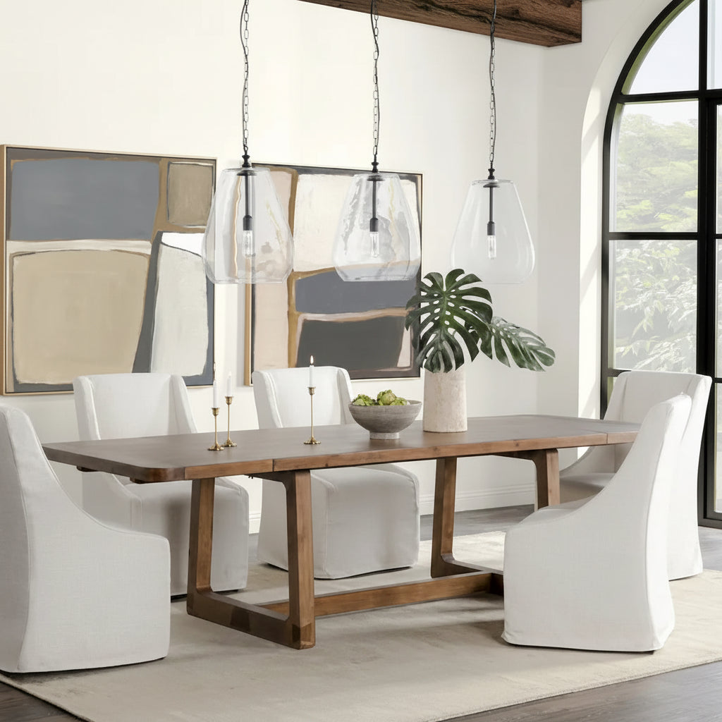 Classic Home Lyra 80-110 Extendable Dining Table in Smoke Brown - 80-110Wx39Dx30H