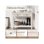 Tavolino Consolle Boho in Rattan Naturale con Piano Allargato e 2 Cassetti