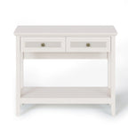 Tavolino Consolle Boho in Rattan Naturale con Piano Allargato e 2 Cassetti