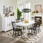 Set tavolo rettangolare 7 pezzi Capeside Cottage bianco e nero