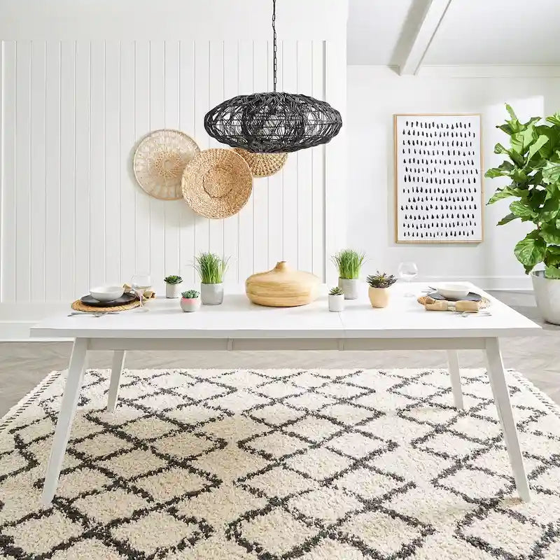 Set tavolo rettangolare 7 pezzi Capeside Cottage bianco e nero