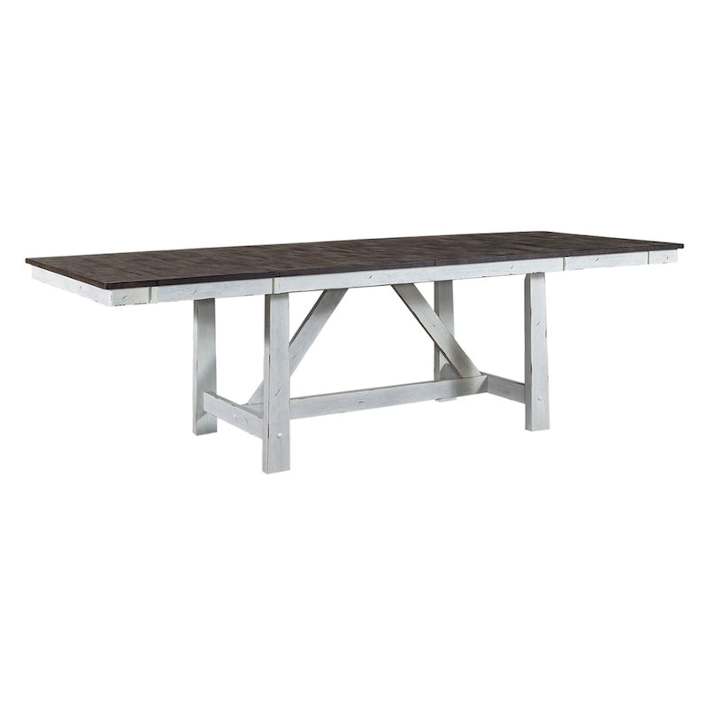 Set Tavolo Trestle da 7 Pezzi Opzionale Bianco Bicolore Stile Rustico