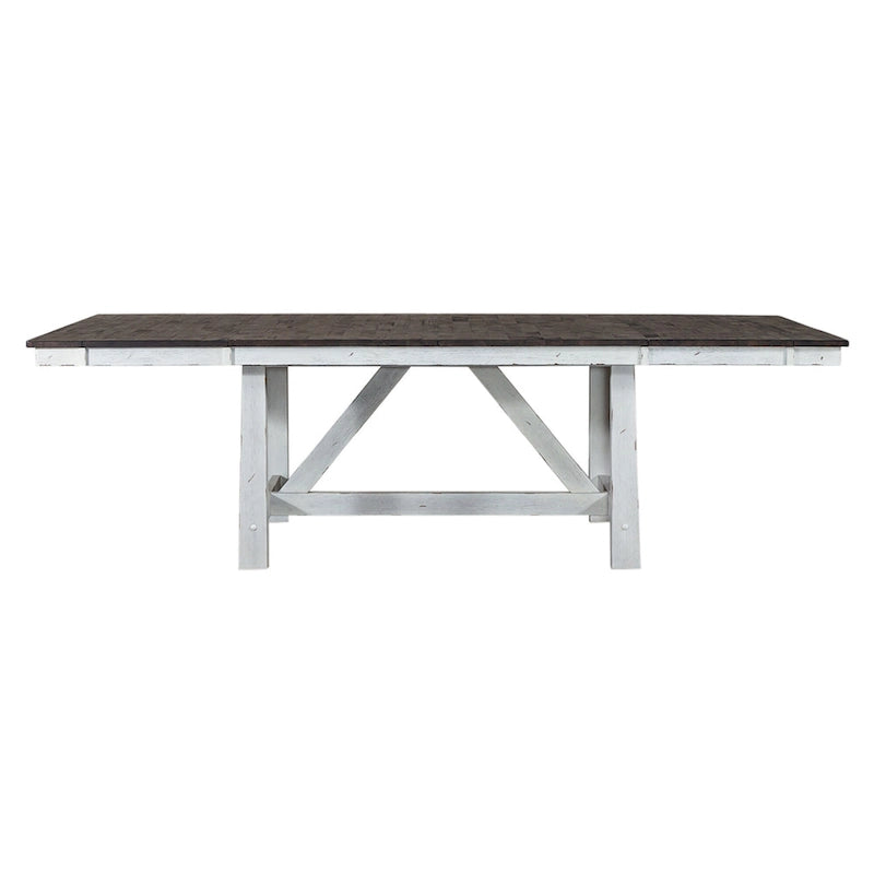 Set Tavolo Trestle da 7 Pezzi Opzionale Bianco Bicolore Stile Rustico