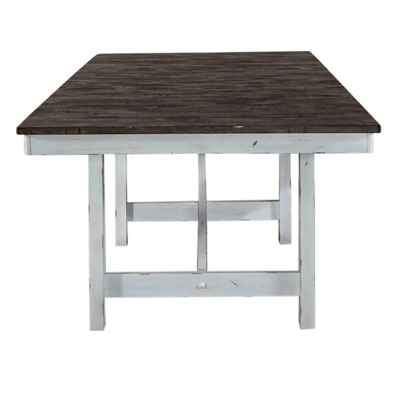Set Tavolo Trestle da 7 Pezzi Opzionale Bianco Bicolore Stile Rustico