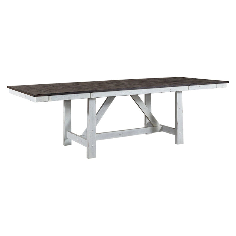 Set Tavolo Trestle da 7 Pezzi Opzionale Bianco Bicolore Stile Rustico