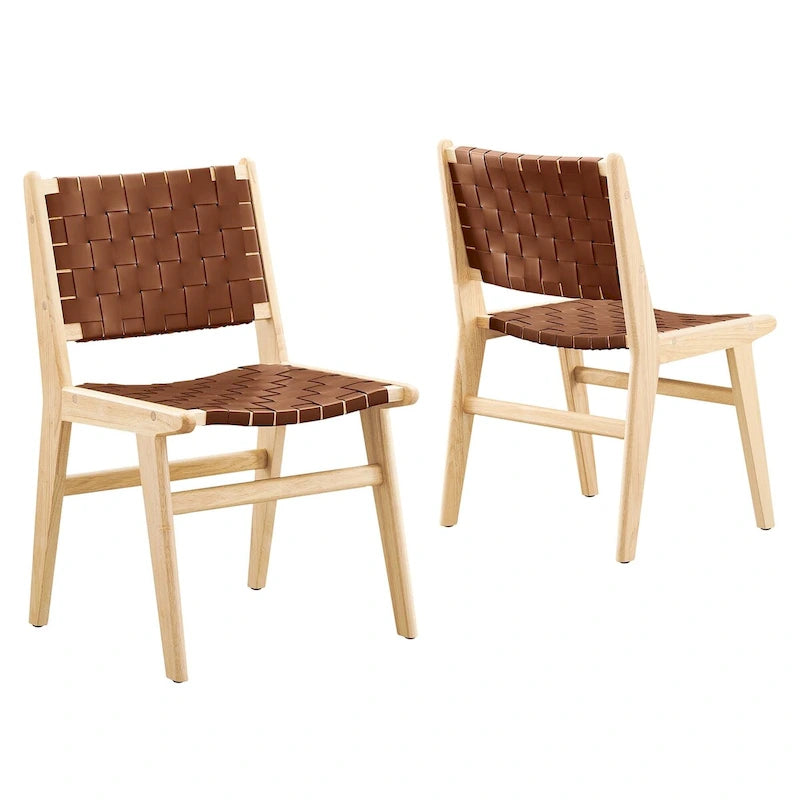 Sedia da pranzo laterale Saoirse in similpelle e legno