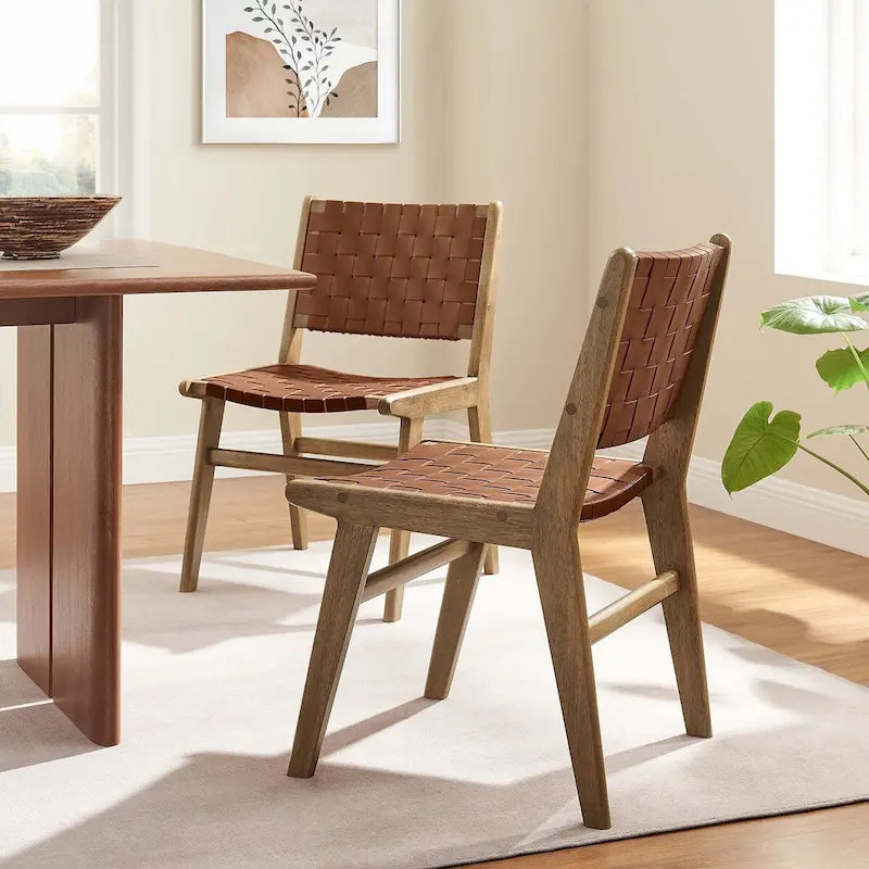 Sedia da pranzo laterale Saoirse in similpelle e legno