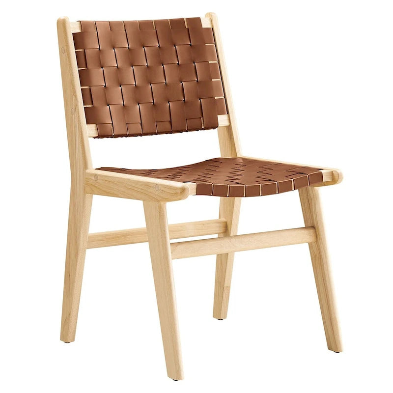 Sedia da pranzo laterale Saoirse in similpelle e legno
