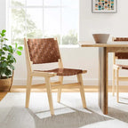 Sedia da pranzo laterale Saoirse in similpelle e legno