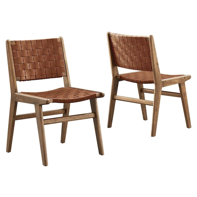 Sedia da pranzo laterale Saoirse in similpelle e legno