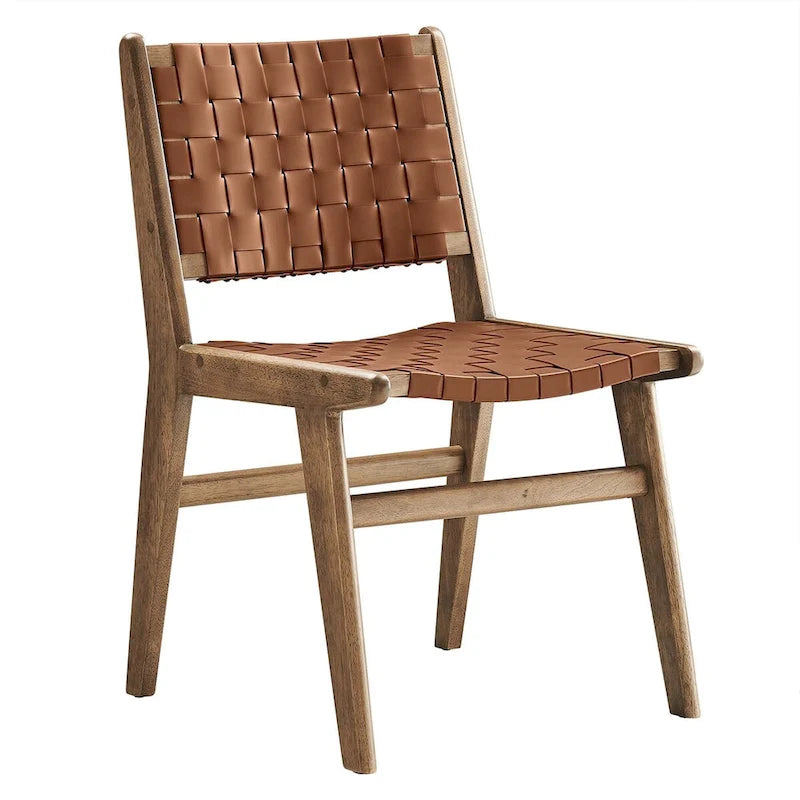 Sedia da pranzo laterale Saoirse in similpelle e legno