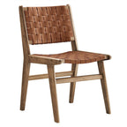 Sedia da pranzo laterale Saoirse in similpelle e legno