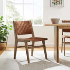 Sedia da pranzo laterale Saoirse in similpelle e legno