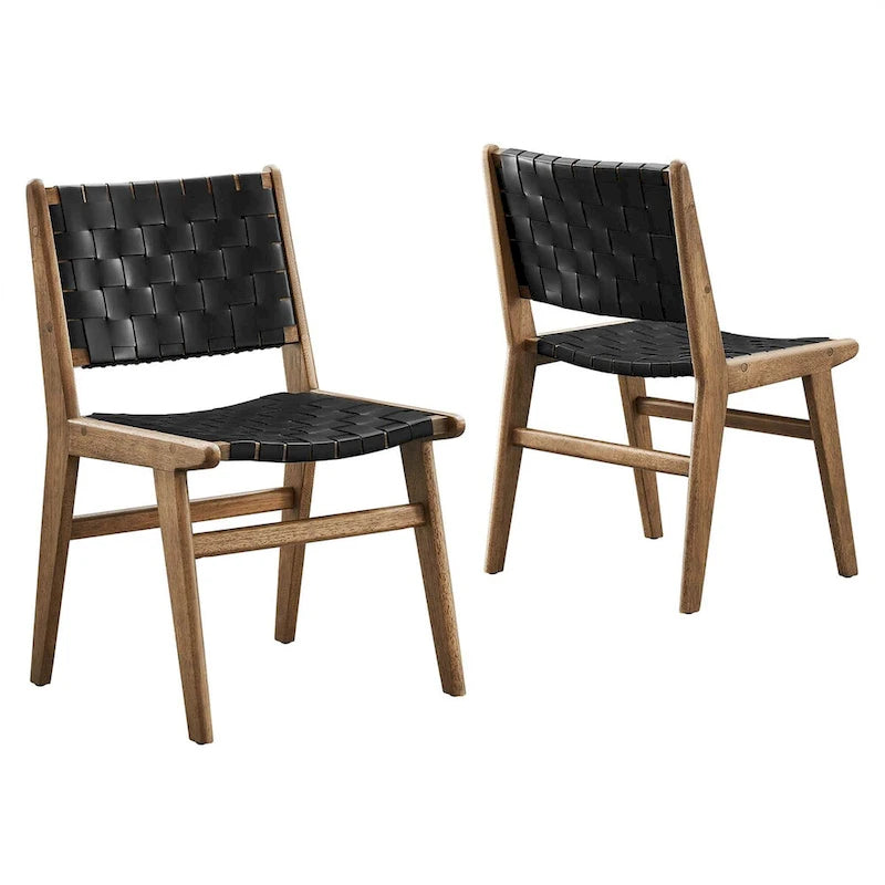 Sedia da pranzo laterale Saoirse in similpelle e legno