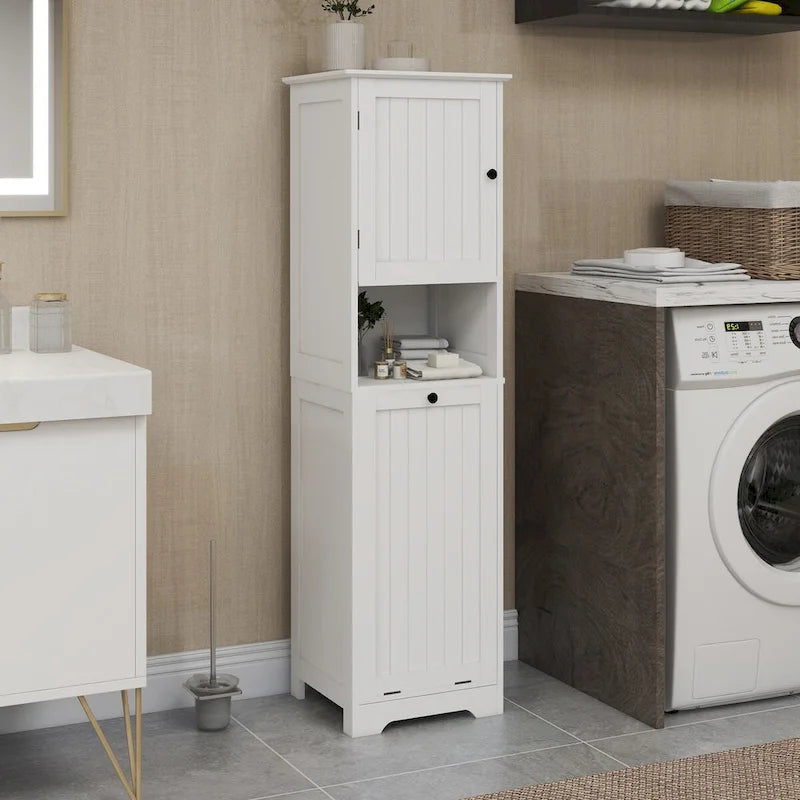 Mobiletto lavanderia con vano inclinabile a 1 scomparto e 1 anta, colore bianco