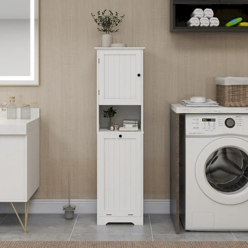 Mobiletto lavanderia con vano inclinabile a 1 scomparto e 1 anta, colore bianco