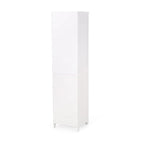 Mobiletto alto 160 cm per bagno, mobile contenitore da appoggio con 1 anta e ripiani regolabili, colore bianco
