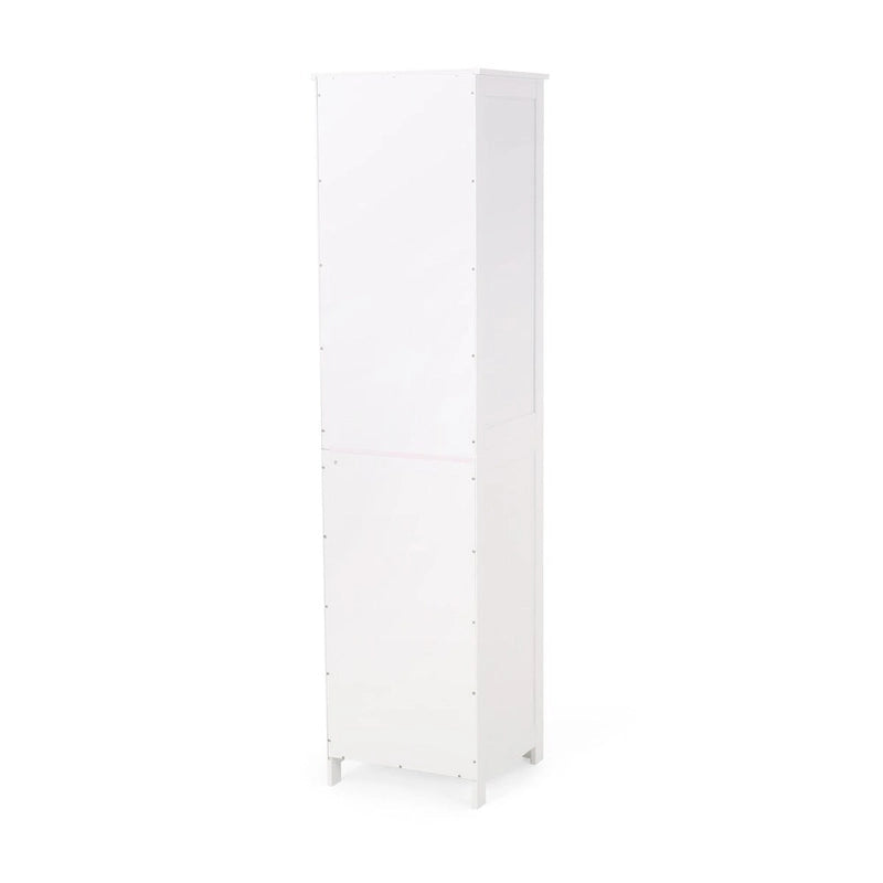 Mobiletto alto 160 cm per bagno, mobile contenitore da appoggio con 1 anta e ripiani regolabili, colore bianco