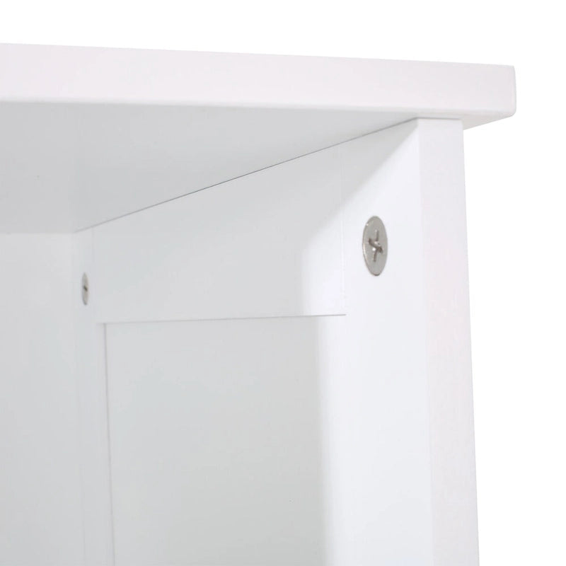 Mobiletto alto 160 cm per bagno, mobile contenitore da appoggio con 1 anta e ripiani regolabili, colore bianco