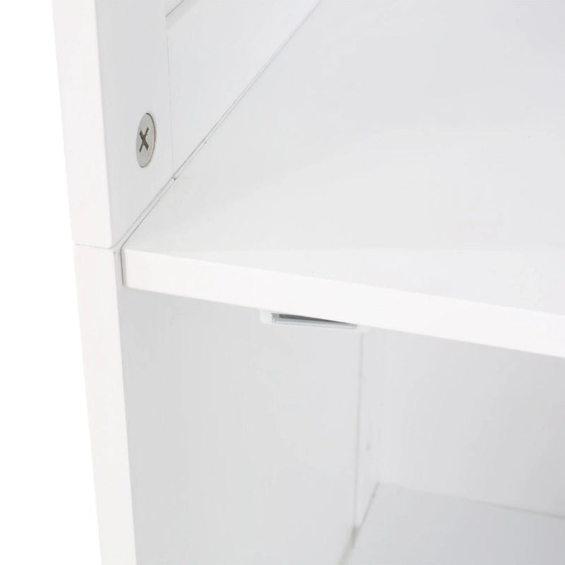 Mobiletto alto 160 cm per bagno, mobile contenitore da appoggio con 1 anta e ripiani regolabili, colore bianco