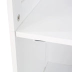 Mobiletto alto 160 cm per bagno, mobile contenitore da appoggio con 1 anta e ripiani regolabili, colore bianco