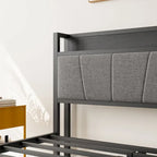Base letto Queen/Full/Twin con testiera contenitore e stazione di ricarica, senza rumore