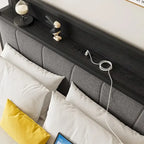 Base letto Queen/Full/Twin con testiera contenitore e stazione di ricarica, senza rumore