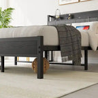 Base letto Queen/Full/Twin con testiera contenitore e stazione di ricarica, senza rumore