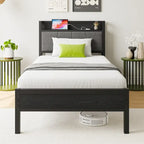 Base letto Queen/Full/Twin con testiera contenitore e stazione di ricarica, senza rumore