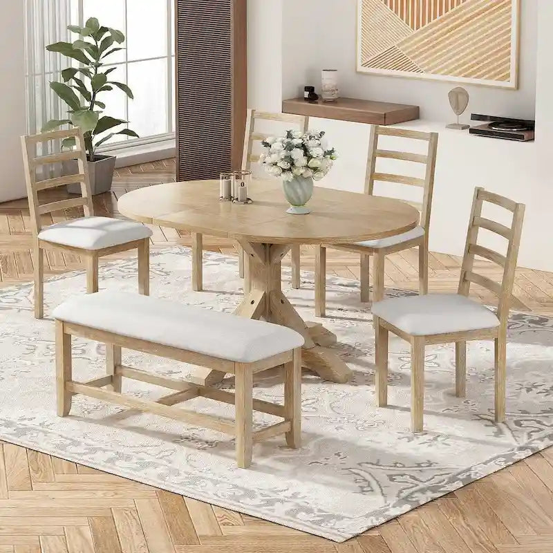 Tavolo da pranzo rustico con tavolo ovale allungabile