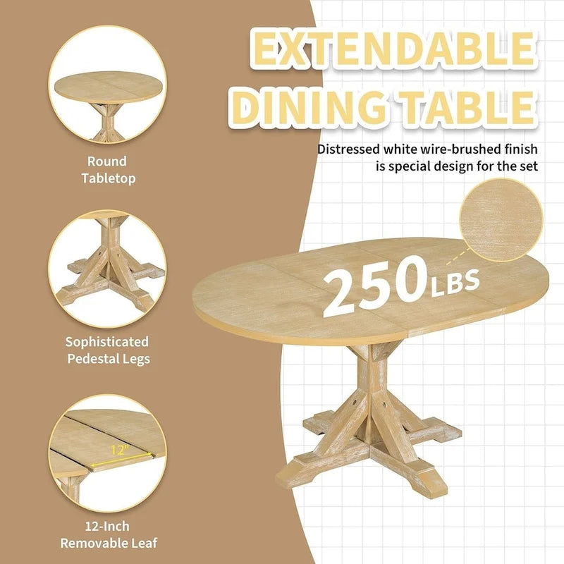 Tavolo da pranzo rustico con tavolo ovale allungabile