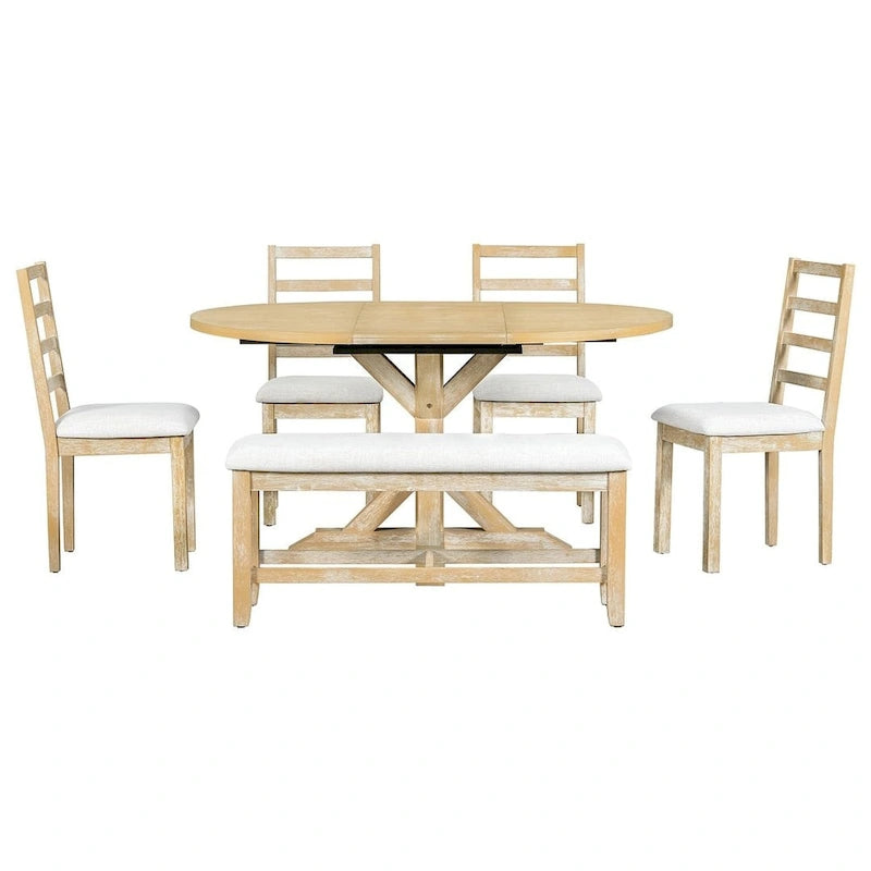 Tavolo da pranzo rustico con tavolo ovale allungabile