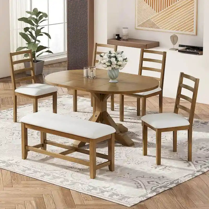 Tavolo da pranzo rustico con tavolo ovale allungabile