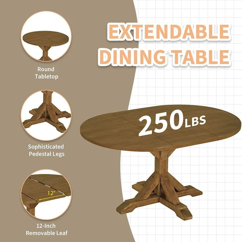 Tavolo da pranzo rustico con tavolo ovale allungabile