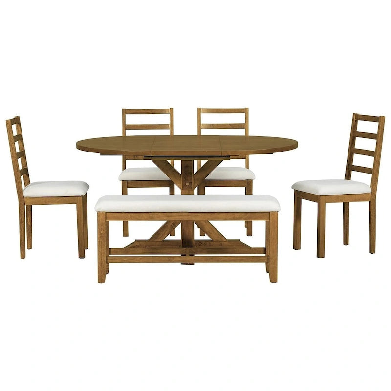 Tavolo da pranzo rustico con tavolo ovale allungabile