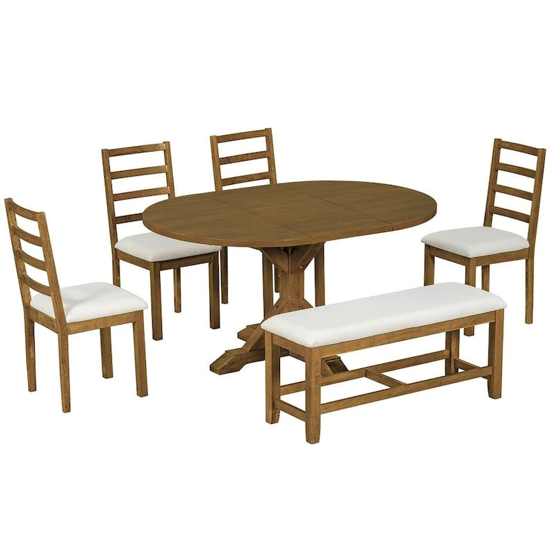 Tavolo da pranzo rustico con tavolo ovale allungabile
