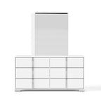 Cassettiera e specchio Erina Modern Glossy a 6 cassetti