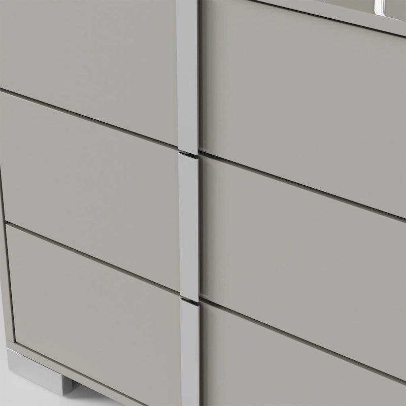 Cassettiera e specchio Erina Modern Glossy a 6 cassetti