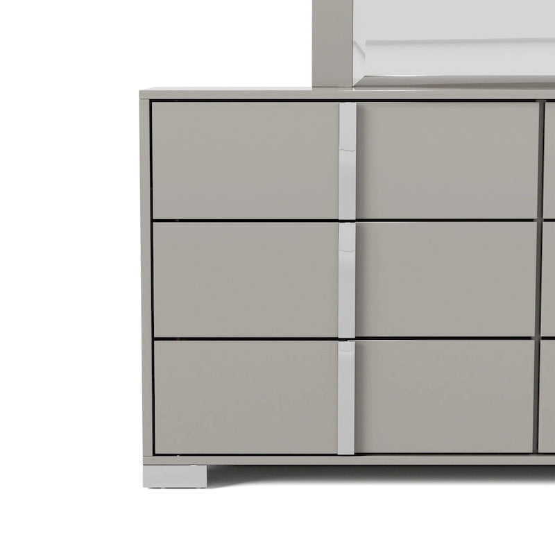 Cassettiera e specchio Erina Modern Glossy a 6 cassetti