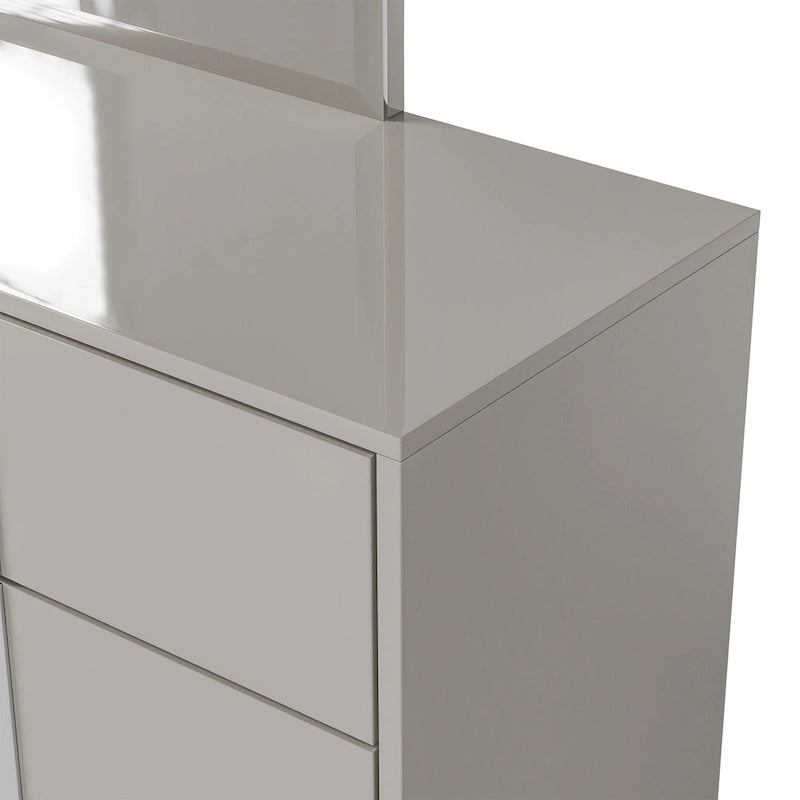 Cassettiera e specchio Erina Modern Glossy a 6 cassetti